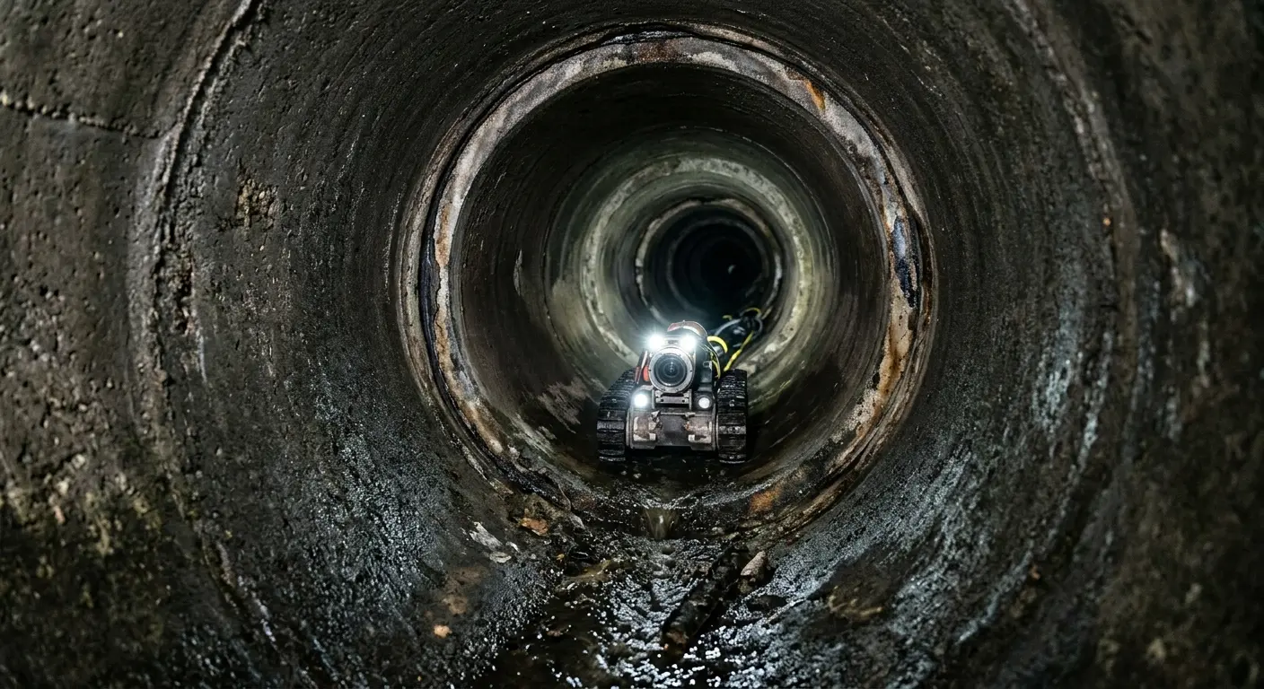 Robotic sewer camera inspecting pipe interior for Drain Snake Service in Payson